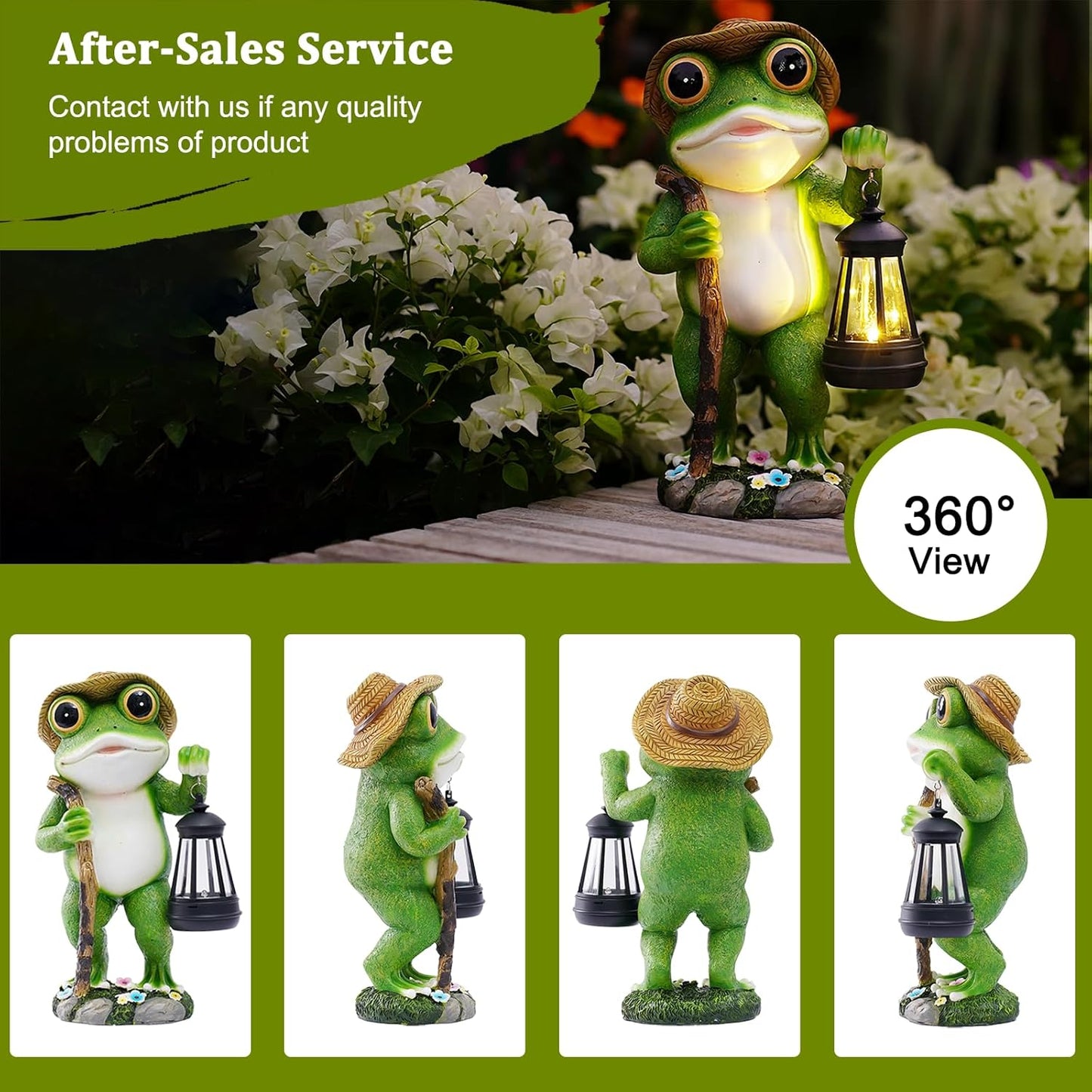 Solar Frog Garden Decor with Lantern Outdoor Statue for Patio Pathway Frog Figurine for Yard Decoration Lawn Ornament Gardening Gifts for Women Mom Grandma