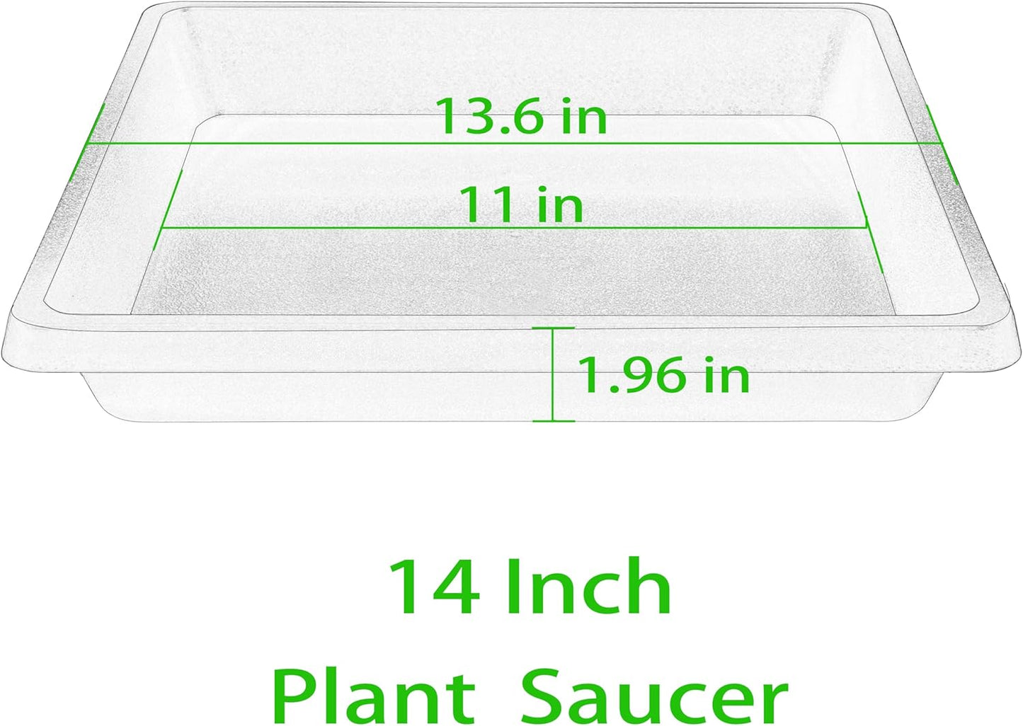 Square Plant Saucer 14 Inch 4 Pack, 6 8 10 12 13 16 18 20 Durable Plastic Plant Trays for Pots-Indoor Outdoor, Durable and Thicker Large Plant Drip Trays, Flower Planter Saucers for Potted Plants
