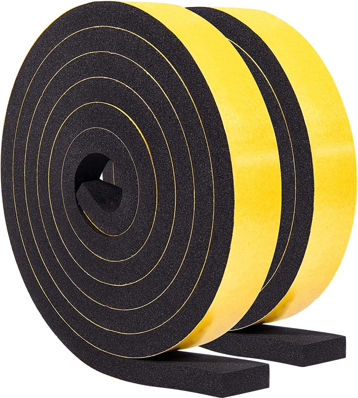 TORRAMI Adhesive Foam Tape 1 inch W X 3/8 inch T, Closed Cell Foam Weather Strip Seal Insulation (Total 13 Ft Length, 2 Rolls of 6.5 Ft Each)