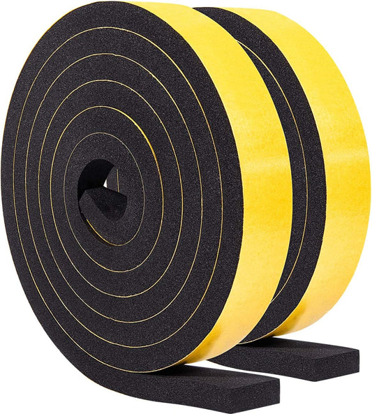 TORRAMI Adhesive Foam Tape 1 inch W X 3/8 inch T, Closed Cell Foam Weather Strip Seal Insulation (Total 13 Ft Length, 2 Rolls of 6.5 Ft Each)