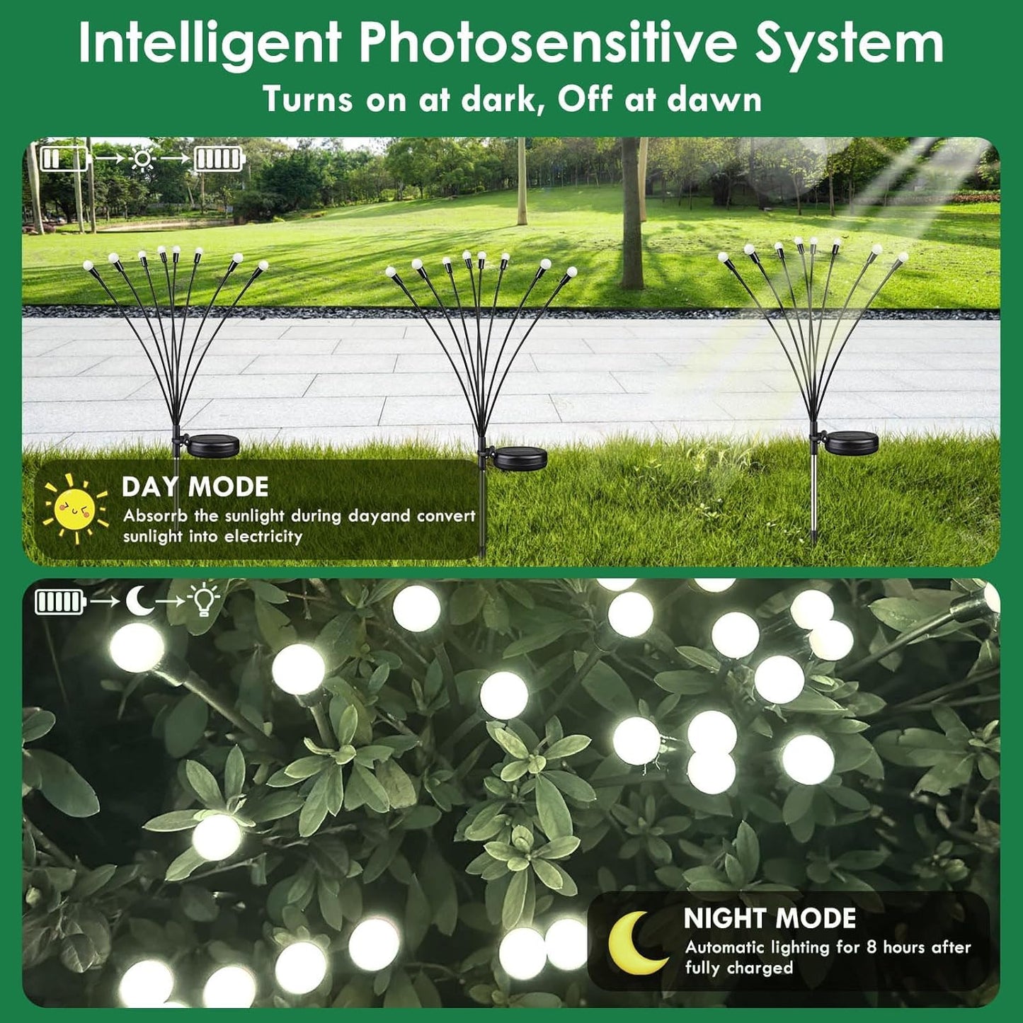 BOSSERN 2025 Solar Lights Outdoor Waterproof, 10 Pack Solar Garden Lights, Firefly Light Outdoor Waterproof, Twinkle Swaying Fairy Light for Yard Patio Pathway Garden Decoration (Cold White)