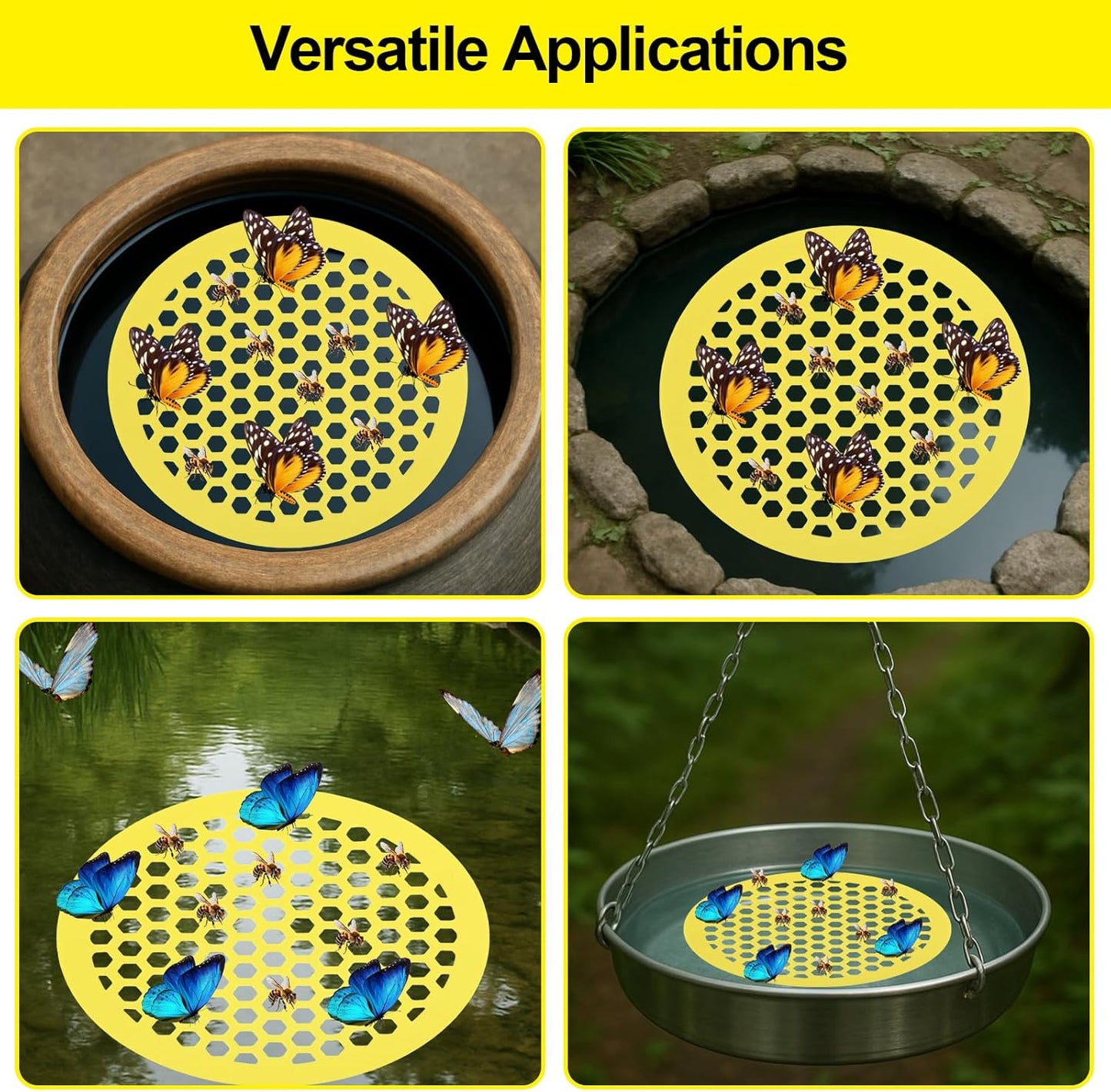 2 Pack Floating Bee Island,Round Floating Bee Watering Station- Butterfly Bee Waterer for Feeding, Bee Bath,Butterfly Feeders for Outdoors