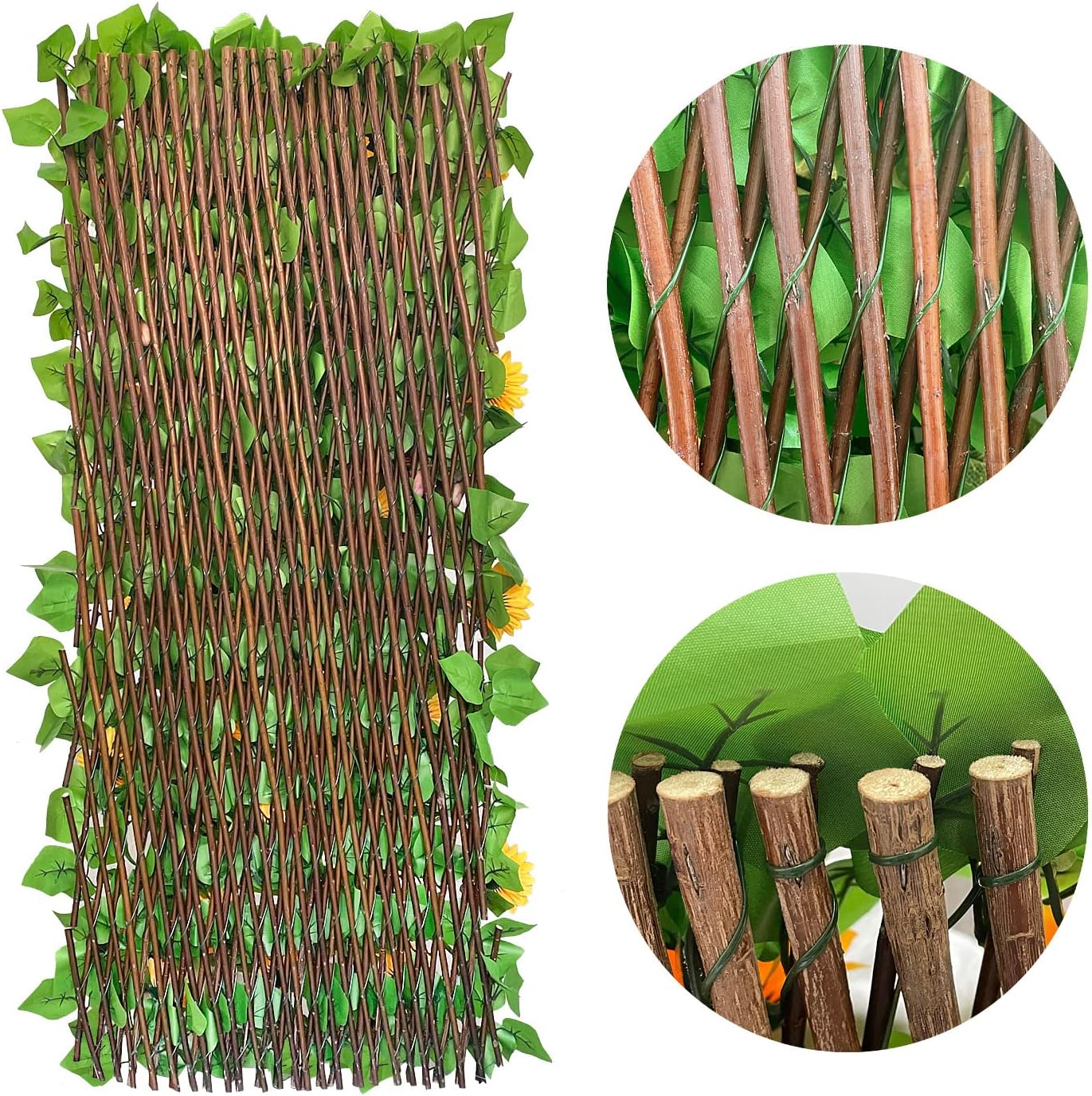 Expandable Fence Privacy Screen for Balcony Patio Outdoor,Decorative Faux Ivy Fencing Panel,Artificial Hedges (Single Sided Leaves) (1)