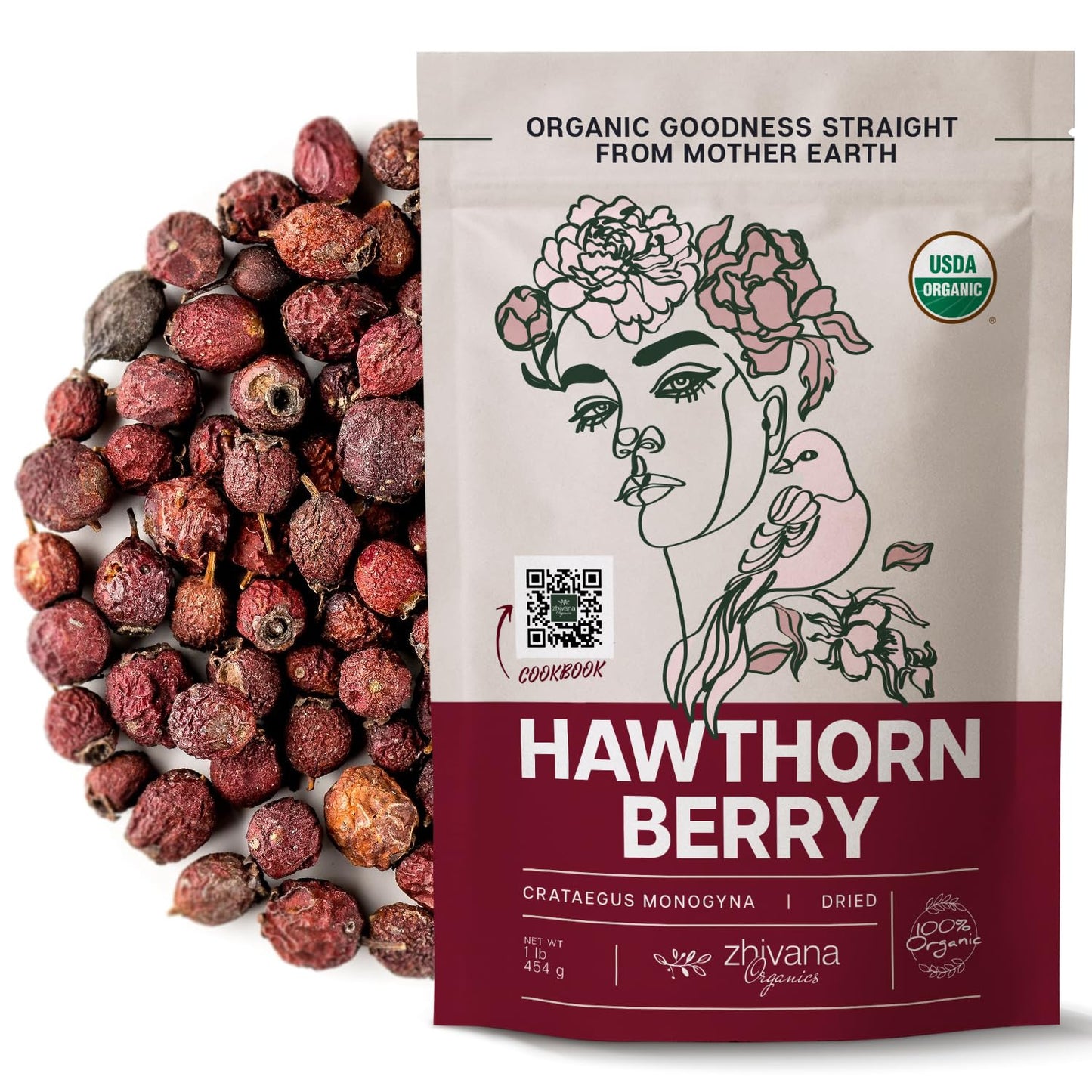 Organic Hawthorn Berry Tea (16 oz.) - Hawthorn Tea, Hawthorne Berries - High Blood Pressure, Heart Health Support, Relaxation