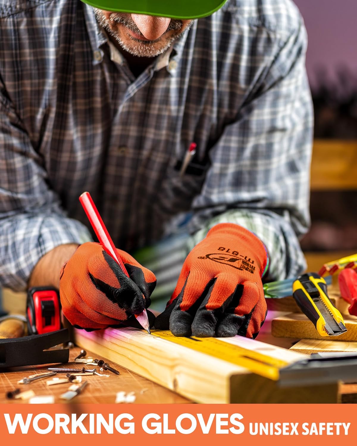 Nuogo 24 Pairs Gardening Gloves for Men Women Rubber Coated Landscaping Work Gloves Safety Work Construction