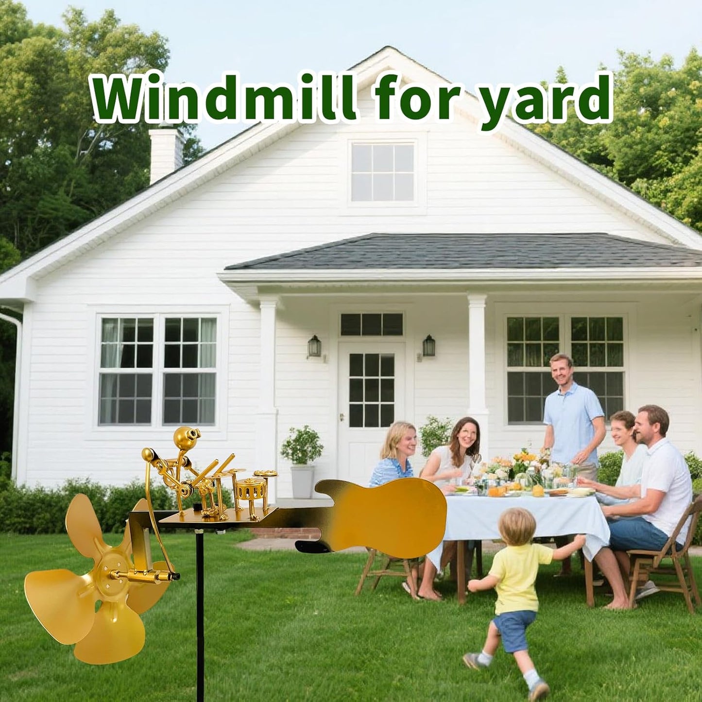 Handmade Metal Drummer Windmill, Rock Art Sculptures, Wind-Powered Kinetic Figurines, Wind Spinners for Garden Yard Lawn Patio Decor, Unique Drummer Statue Gift for Music Lovers