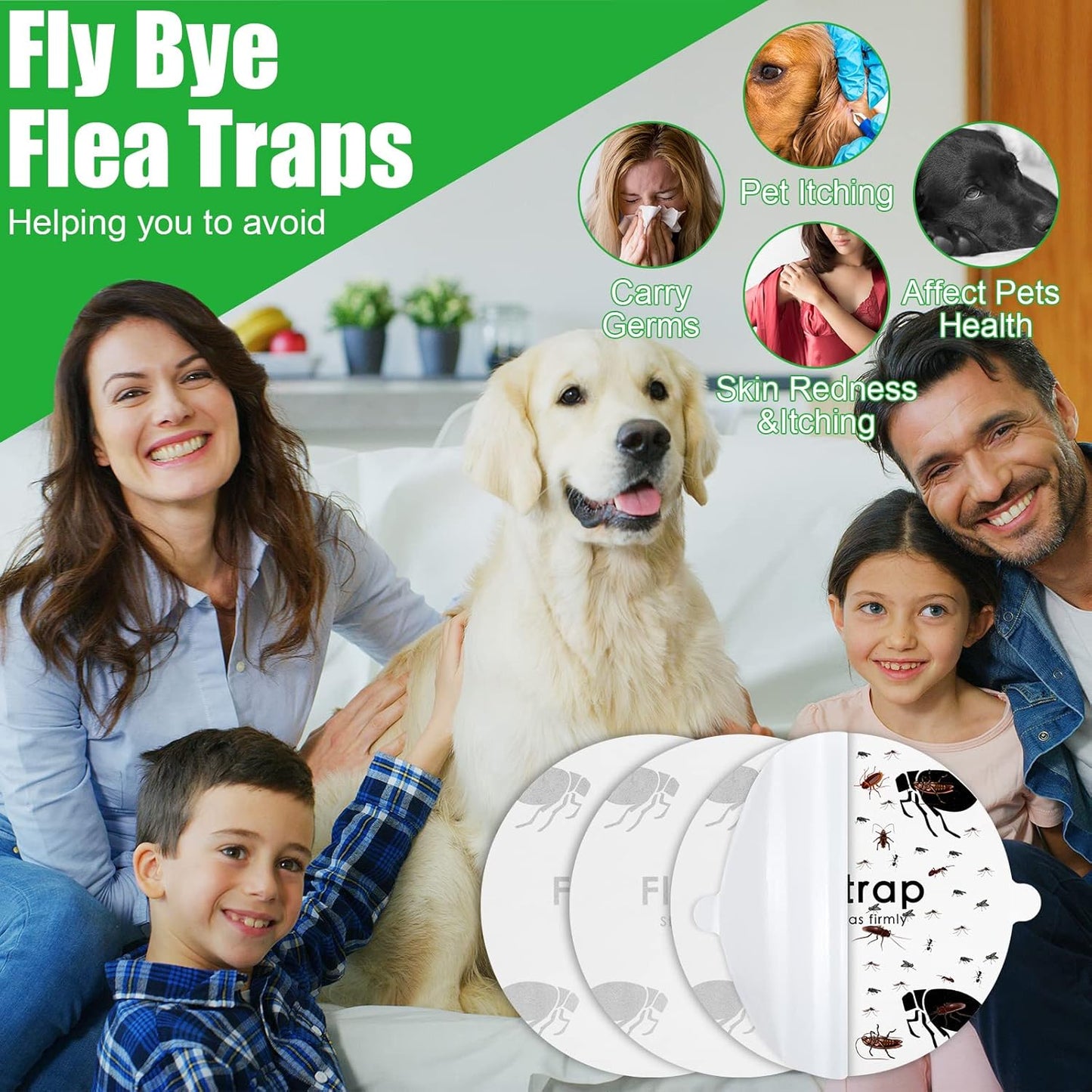 Flea Trap Refill Discs Sticky Fly Trap Refill Glue Board Refills Double Layer Adhesive Nontoxic Odorless Pest Control Replacement Sticky Glue Pads 7.1 Inch for Bugs Flies(30 Pcs)