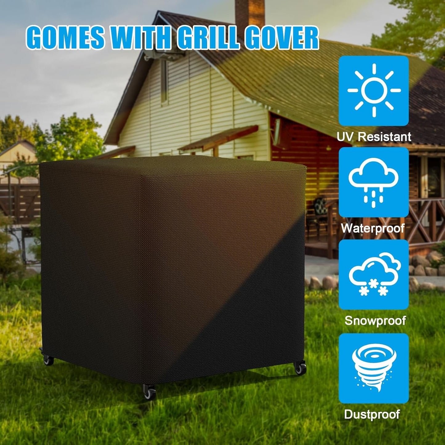 31x31x33 Inch Grill Cart for Outdoor Pizza Oven Table for Ooni, Blackstone, Ninja Grill Stand, Three-Shelf Movable Food Prep and Work Cart Station, Stainless Steel Trolley Table with Waterproof Cover