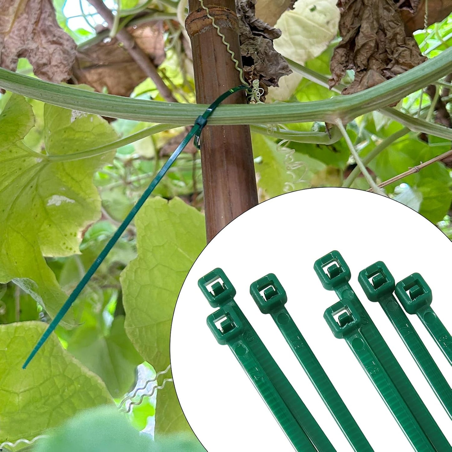 8 inch 3mm Dark Green Nylon Garden Cable Zip Ties Self Locking Cable Ties Twist Ties, Multi-Purpose Cable Tie(100 Pcs)
