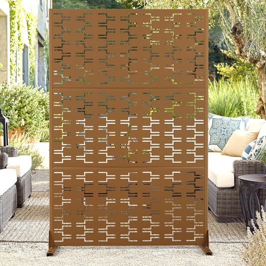 72" H×47" W Metal Privacy Screen Outdoor Privacy Screen Freestanding, Outdoor Privacy Screens and Panels for Patio Lawn Deck(Consists of 3 Panels)