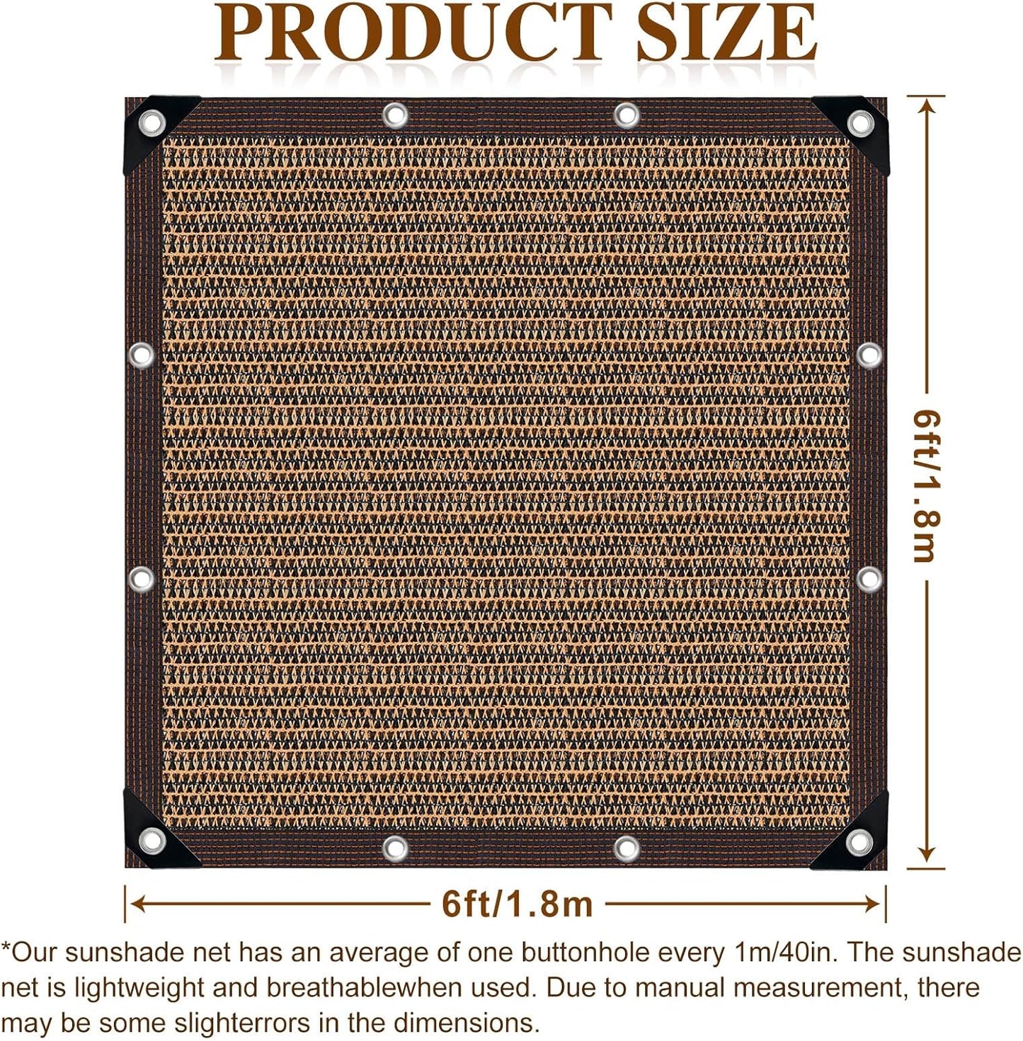 80% Shade Cloth -6.5x6.5FT Sunblock Net with Grommet,Lightweight and Durable UV Protection,Shade Cloth for Garden Patio Pergola Balcony Plants Greenhouse Dog Kennel Chicken Coop Outdoor