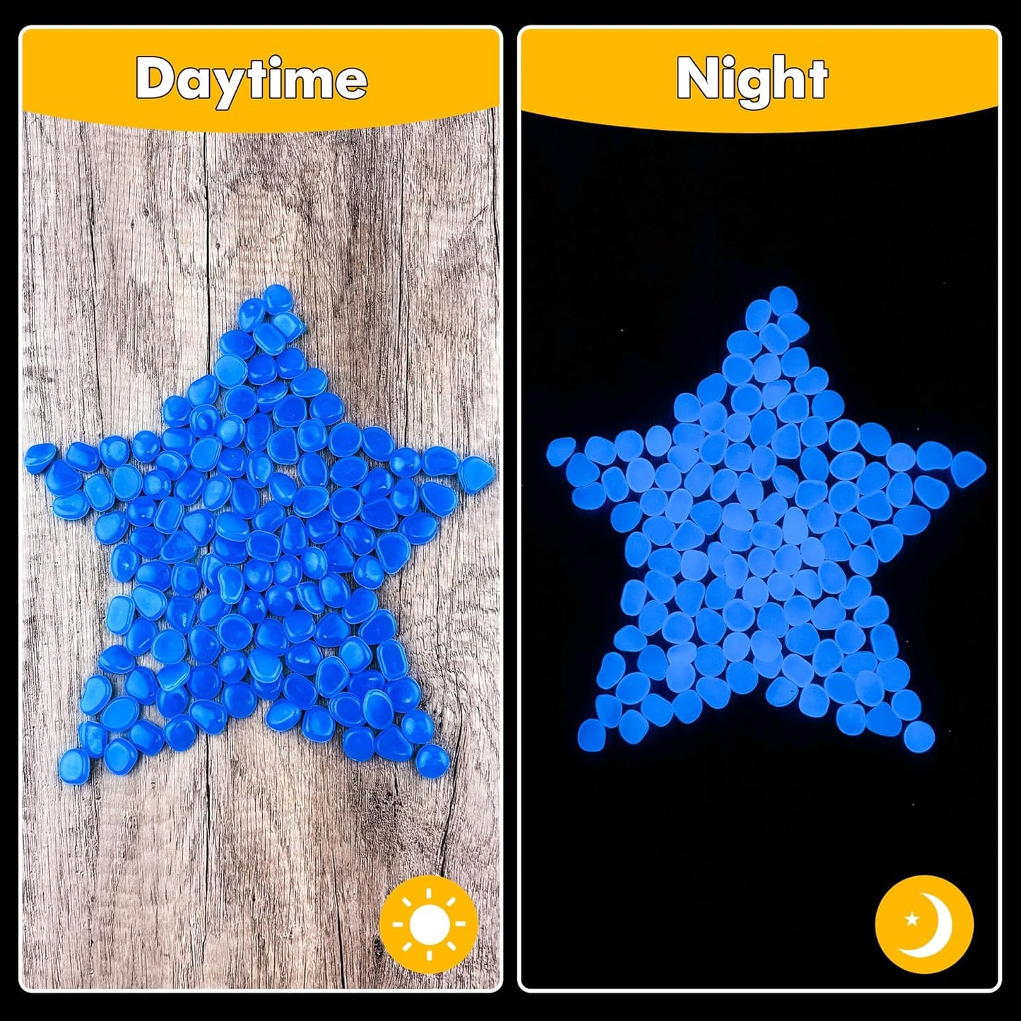 Glow in The Dark Rocks Outdoor Garden Pebbles Stones, 1.2Lbs Blue Fish Tank Glow Rocks Resin Glowing Pebbles for Garden/Aquarium/Planter/Walkway/Driveway