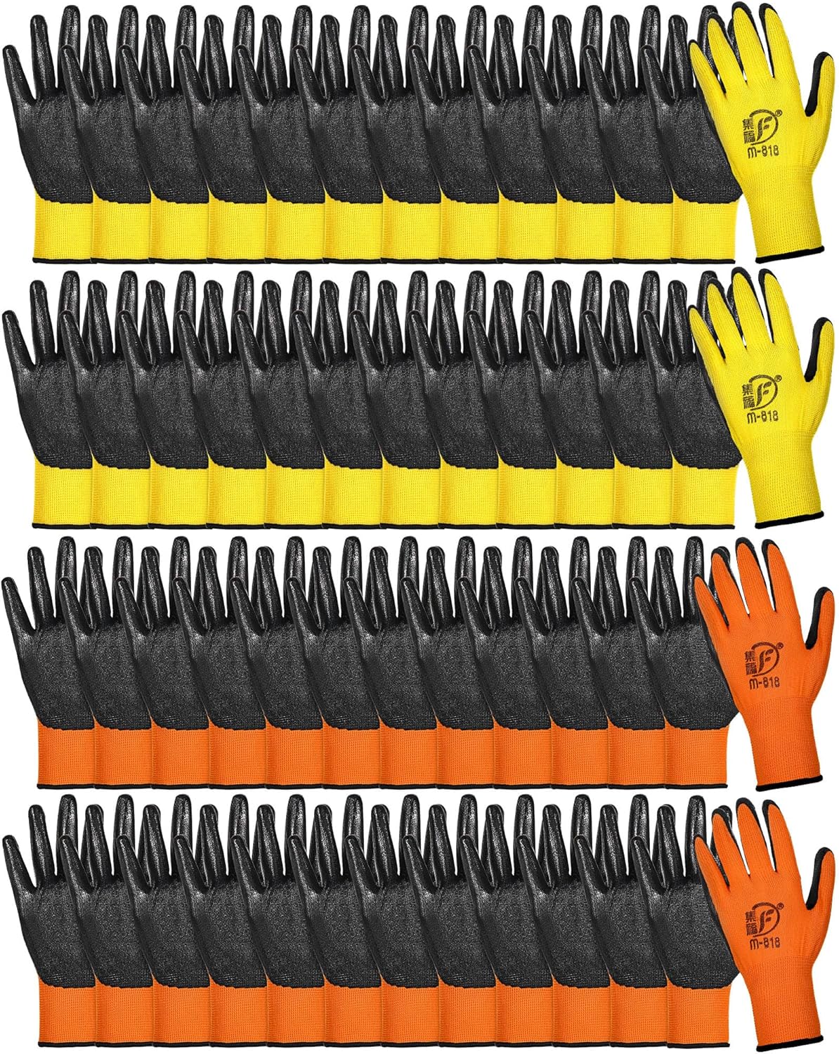 Nuogo 48 Pairs Gardening Gloves for Men Women Rubber Coated Safety Work Gloves Bulk for Gardening Construction Work