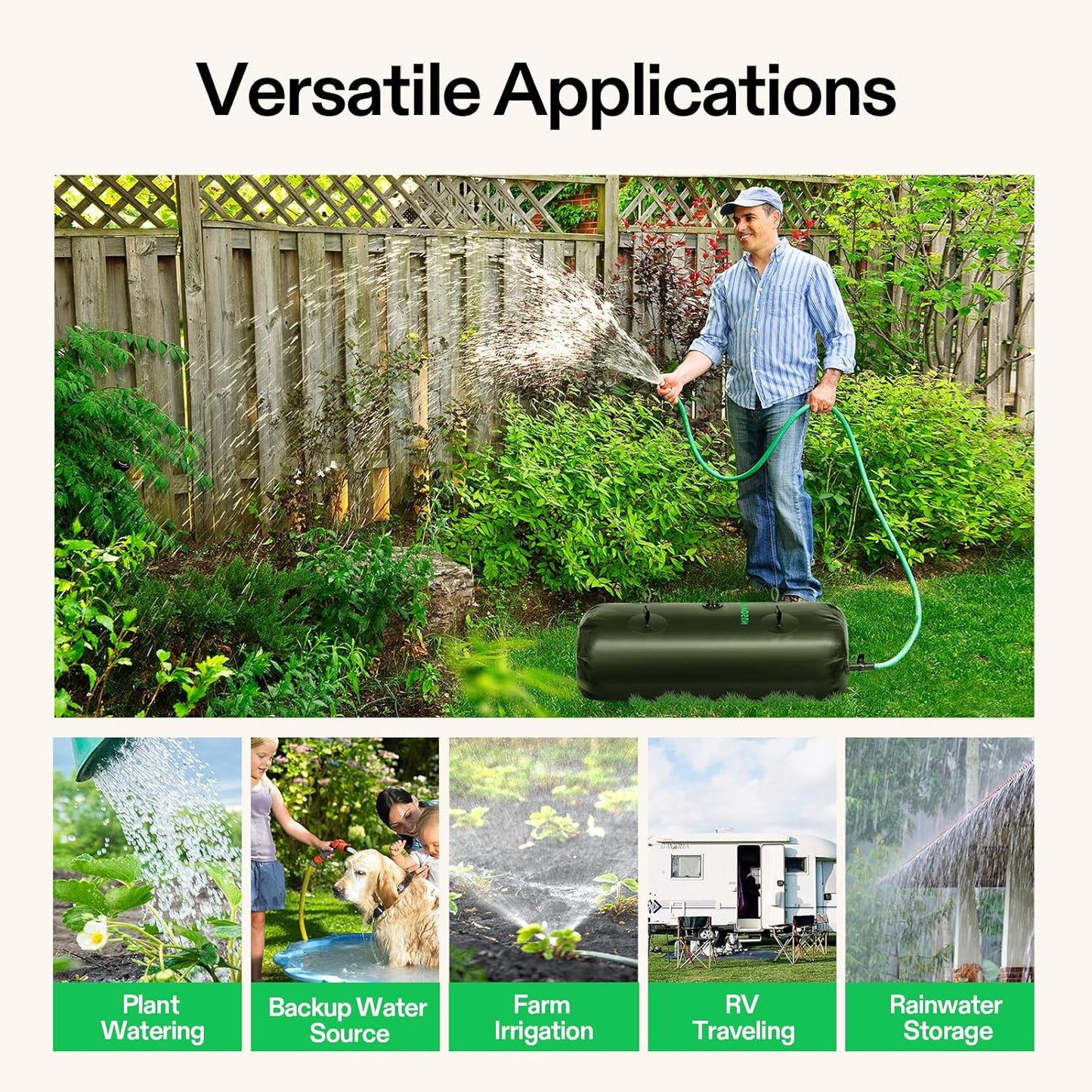 VIVOSUN 240 L/64 Gal Water Bladder, Foldable and Portable Water Storage Bag for RV, Camping, Garden Watering, Agricultural Irrigation, Drought Resistance, Firefighting