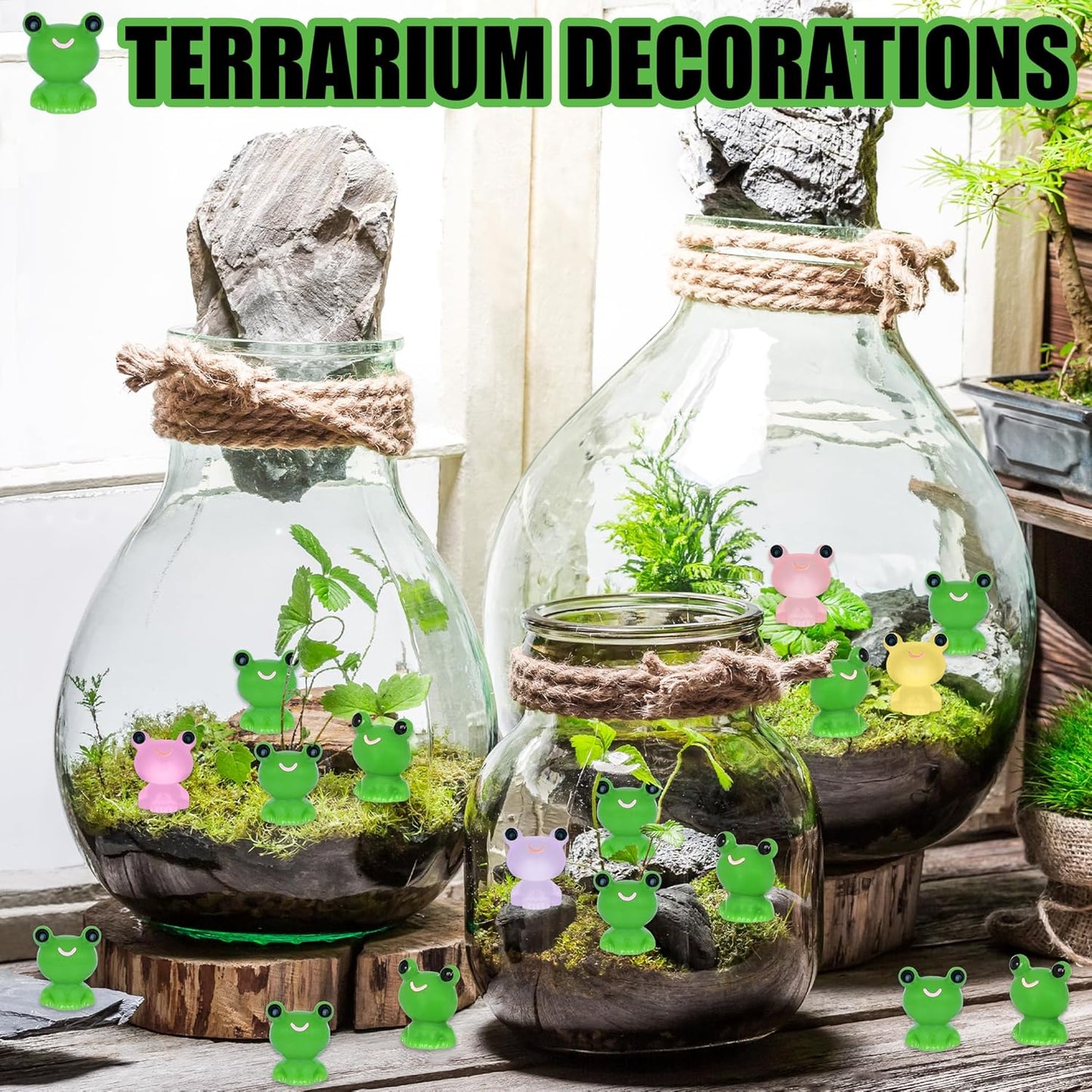 50 PCS Mini Frogs Garden Decor Tiny Plastic Frogs Miniature Resin Frog Figurines for Fairy Garden Miniature Moss Landscape Decoration (0.47 x 0.59 inches)