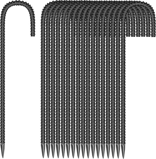 18 Pieces 12-Inch Garden Ground Stakes Galvanized Steel J Shape Hook Rebar Stake - Heavy Duty Anchors for Tents, Position Kits,Fences, and Trampolines