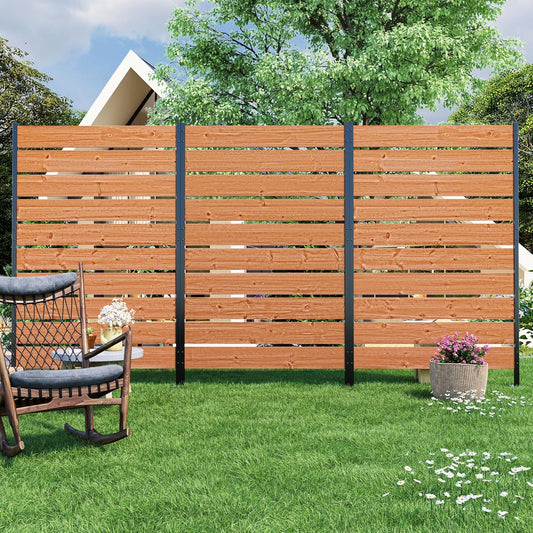 Modern Shade 5' x 3' Wood Privacy Fence Screen (3 Panel) Natural Cedar Wood, Outdoor Privacy Fence Panel for Deck Balcony, Conceals Trash Cans Air Conditioner, Ultimate Fence Privacy Screen