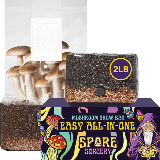 2 LB All-in-One Grow Kit: Up to 32oz of Mushrooms! Nutrient-Enhanced, Injection Port, Just Add Your Own Spores & Grow Like Magic