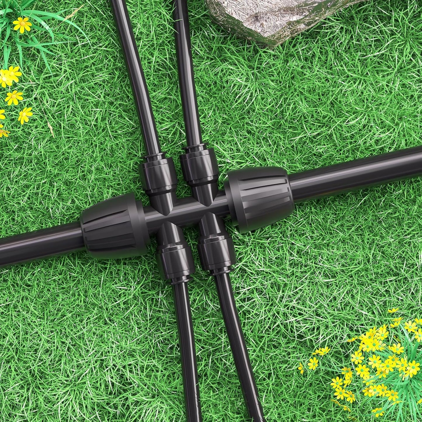 6 Packs 1/2''to 1/4''Barbed Tee,Drip Irrigation Fittings for 6-Way Connector