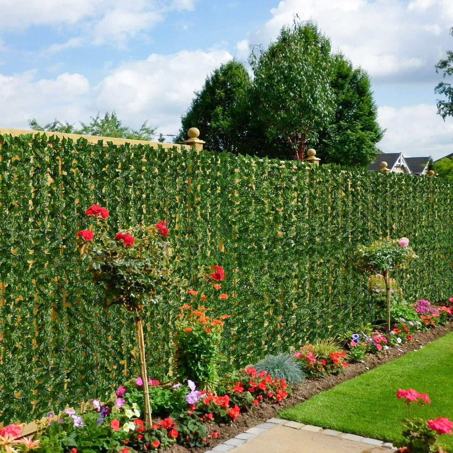 DearHouse Artificial Ivy Privacy Fence Wall Screen, 59x177.1inch Artificial Hedges Fence and Faux Ivy Vine Leaf Decoration for Outdoor Garden Decor