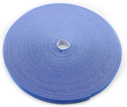 Reusable Fastening Tape Cable Ties 3/4 Inch Double Side Hook Roll (25 Yard, Blue)
