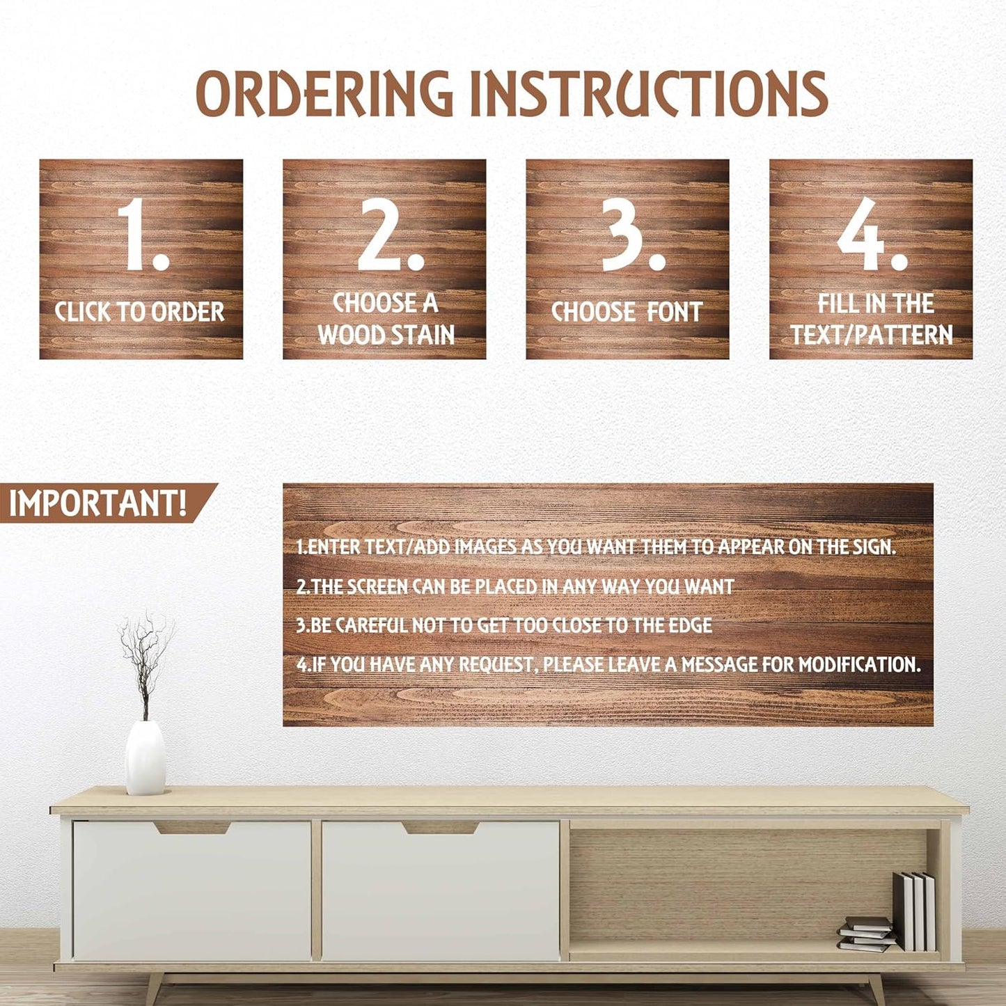 Custom Personalized Wood Text Signs, 3 Sizes, 30 Fonts, 9 Wood Colors, Custom Patterns - Blank Shaped Wood Signs, Farmhouse Decorative Wood Signs, Home, Kitchen, Rustic Wall Decor.