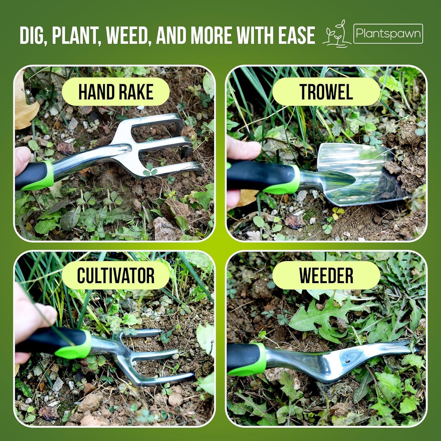 23-Piece Gardening Tools Set with Bag – Heavy-Duty Rust-Proof Hand Tools with Plastic Handles Includes 15 Plant Tags – Ideal Gift for Women, Men, Mom, Dad & Gardeners