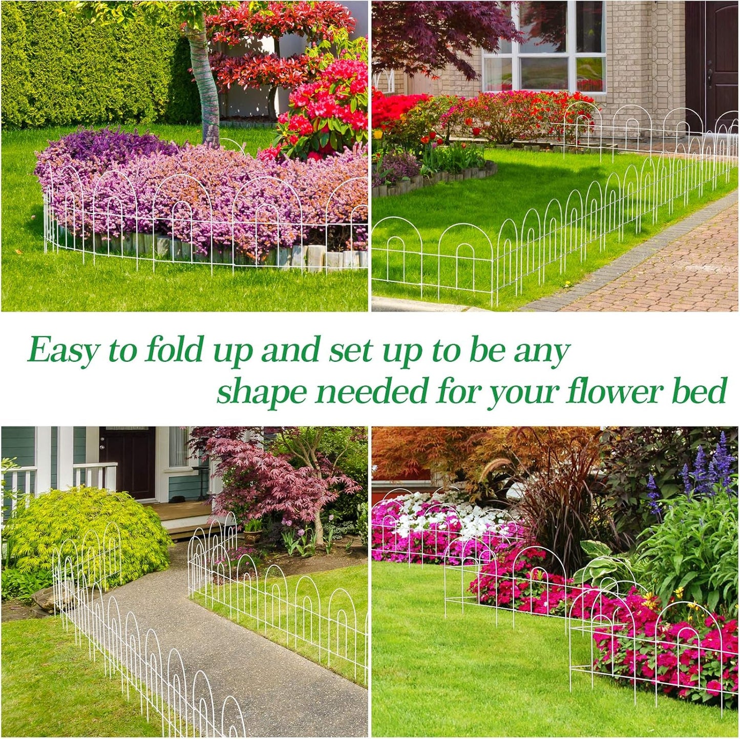 AMAGABELI GARDEN & HOME 35Panels 18in(H)×50ft(L) Decorative Garden Fences and Borders for Dogs Garden Fencing Animal Barrier No Dig Rustproof Metal Fence Panels for Flower Bed Fence White