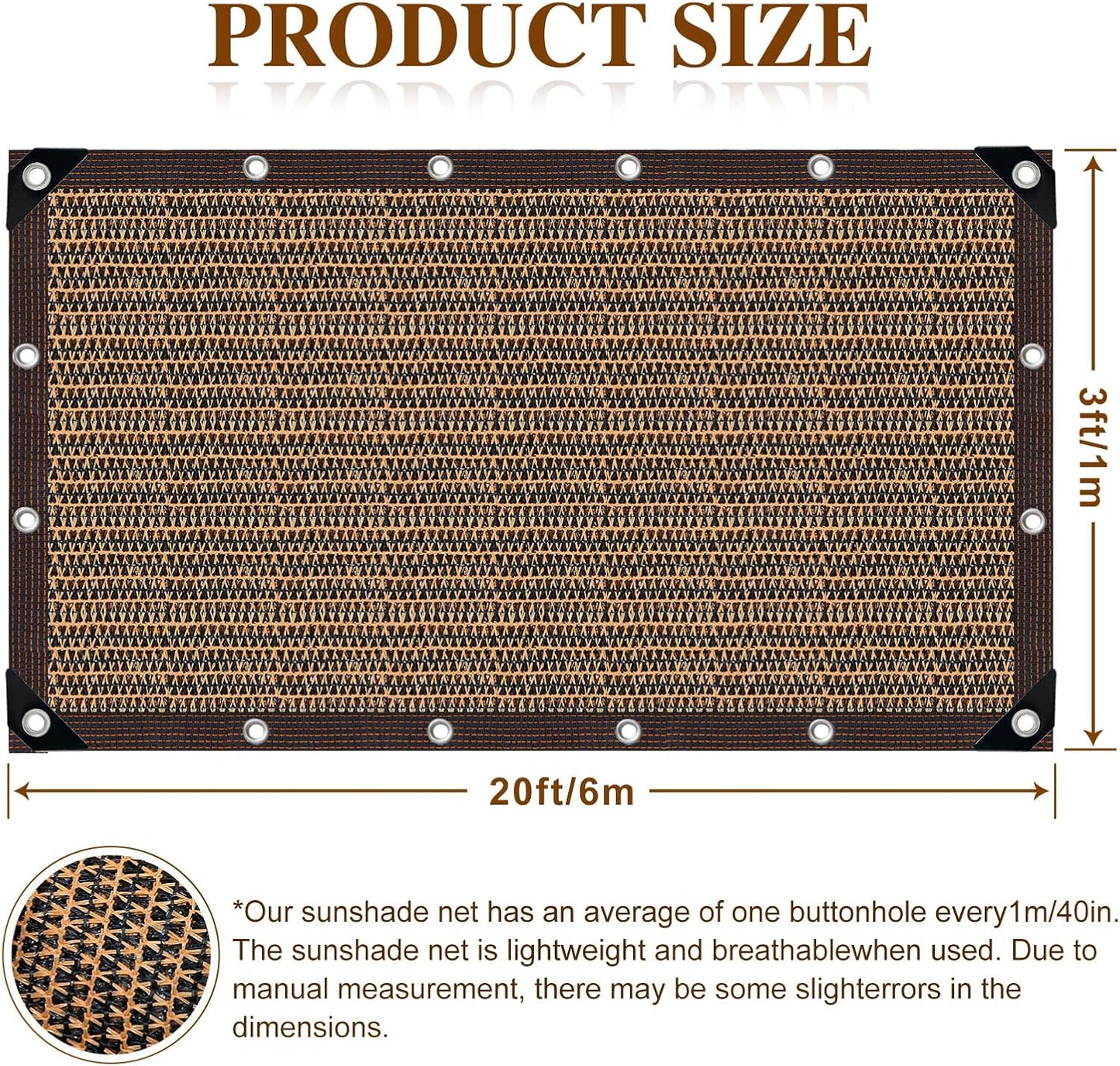 80% Shade Cloth -3x20FT Sunblock Net with Grommet,Lightweight and Durable UV Protection,Shade Cloth for Garden Patio Pergola Balcony Plants Greenhouse Dog Kennel Chicken Coop Outdoor