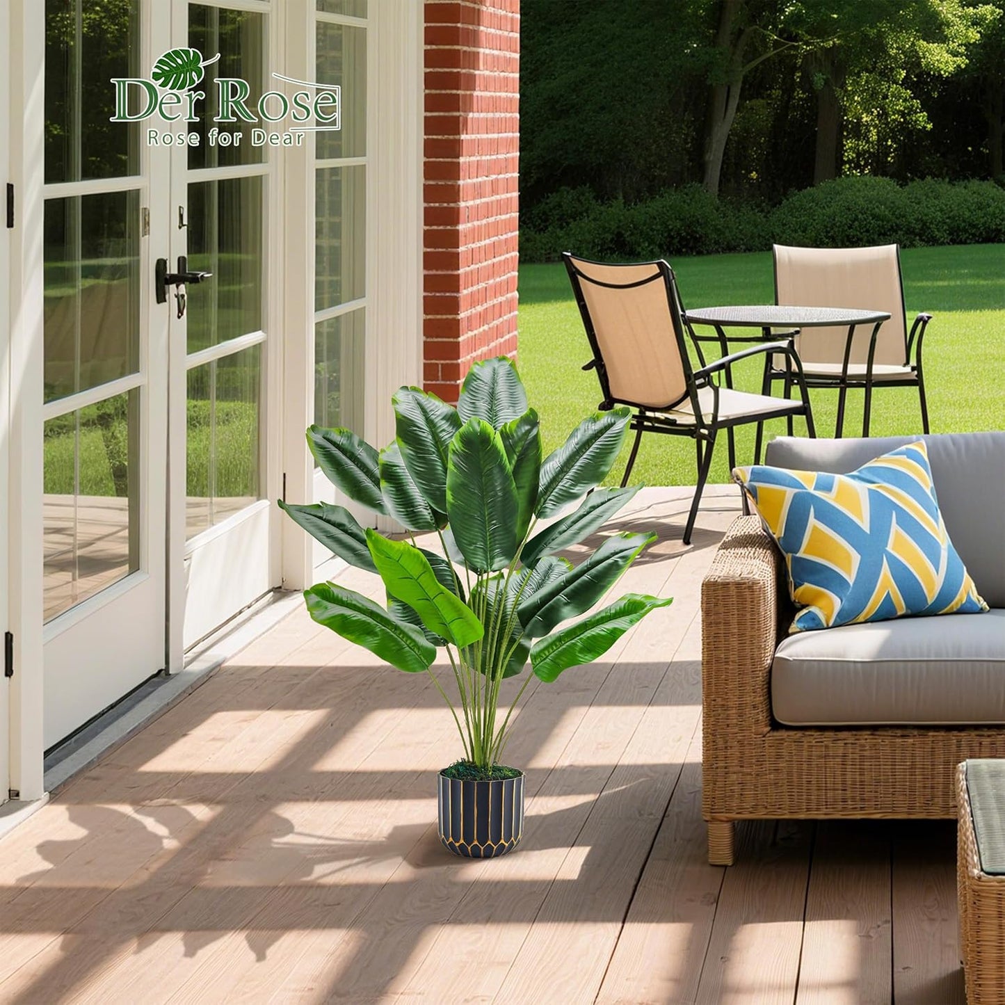 Der Rose 28" Tall Bird of Paradise Artificial Plants Tropical Fake Potted Banana Tree Faux Plants Indoor and Outdoor for Home Office Living Room Porch Balcony Decor