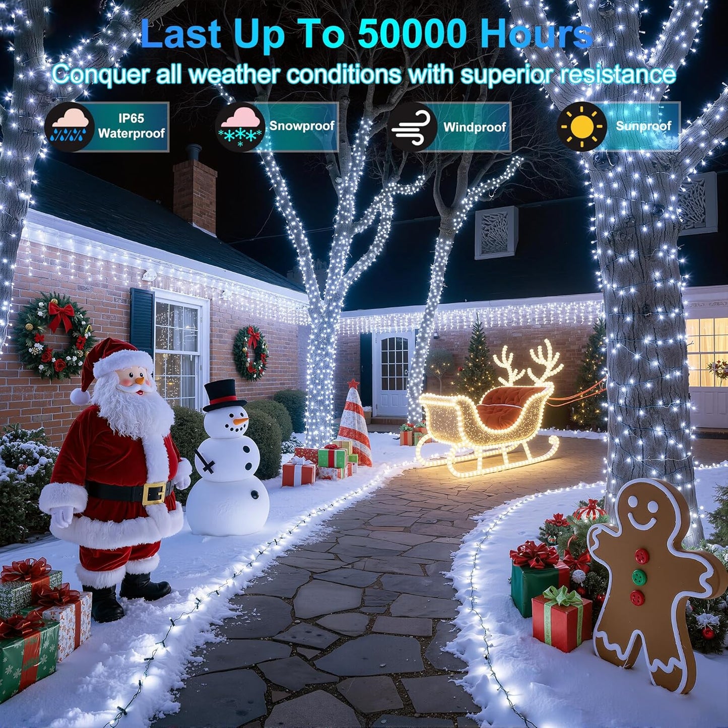 1500LED Christmas Lights Outdoor Use, 470ft 12 Modes Cool White LED String Lights with Timer Dimmable, Waterproof Christmas Tree Lights for Xmas Patio Yard Fence Balcony Garden Decor Cool White