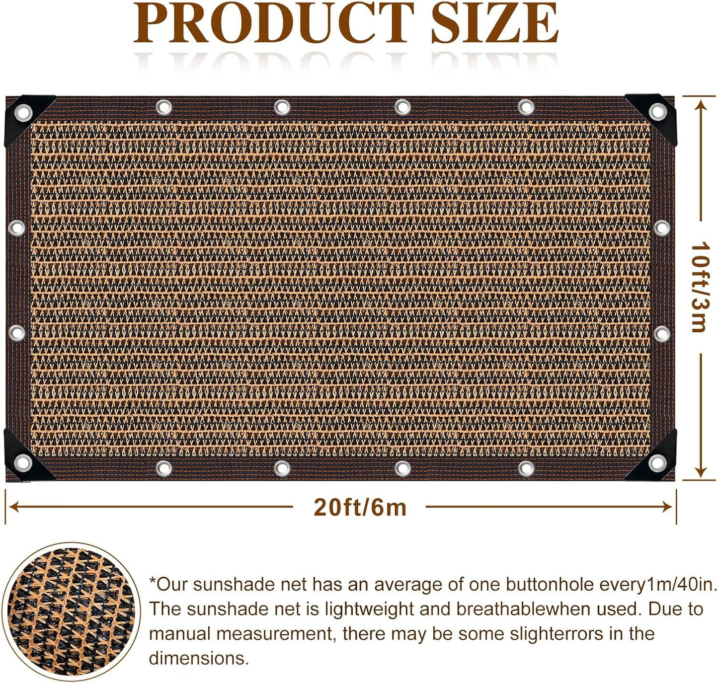 Shade Cloth,80% Sunblock Net with Metal Grommets and Reinforced Edges,Garden Sun Shade Netting,Used in Courtyards,Balconies,Carports,Greenhouse, Plants Growing,Chicken Coop Patios etc.10x20FT