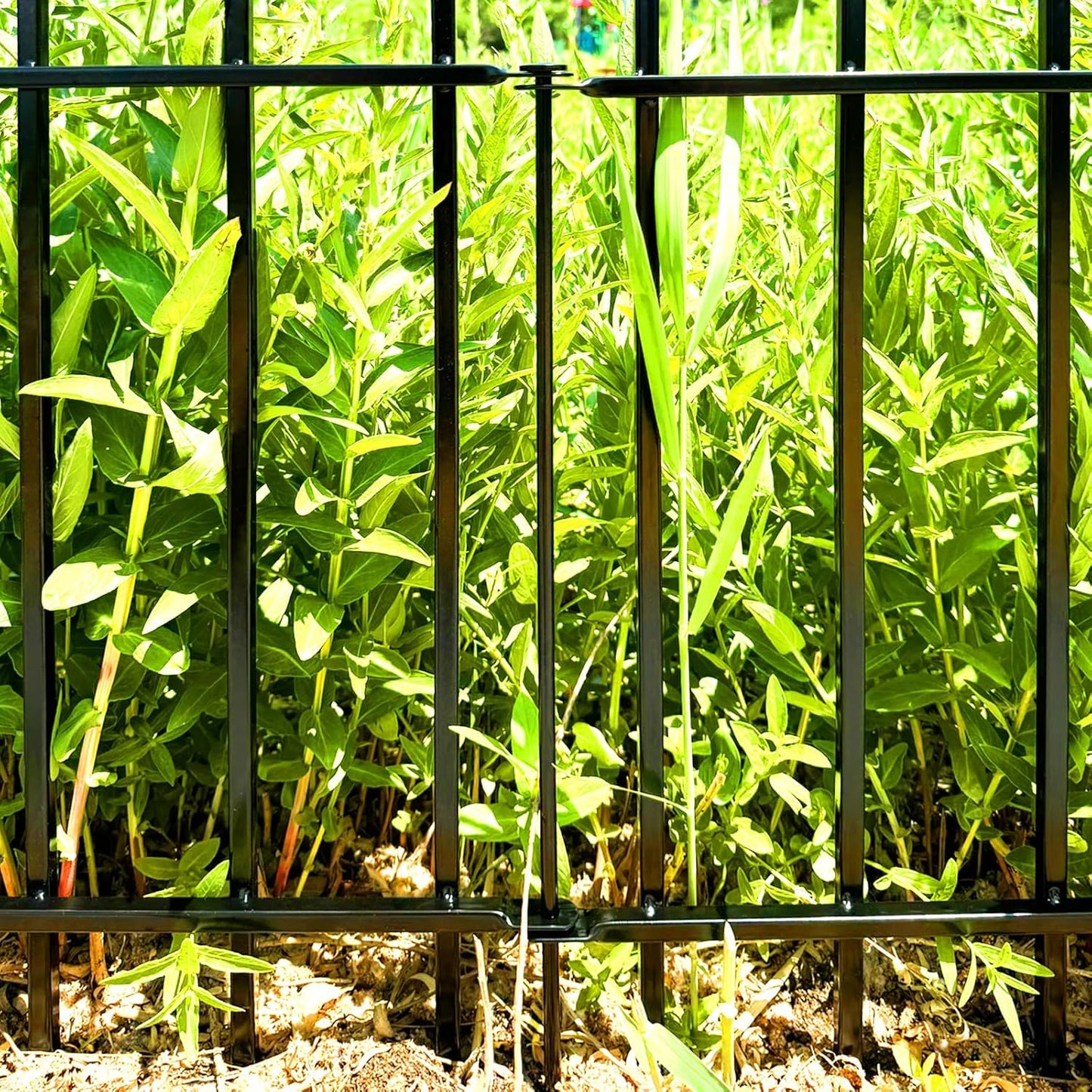 Metal Decorative Garden Fence 24" Wide x 24" High (5 Panels, Total Length 10 feet), Metal Border Folding Fence, Landscape Fencing Dog Fence Pet Fence for Flower Bed, Yard, Animal Barrier