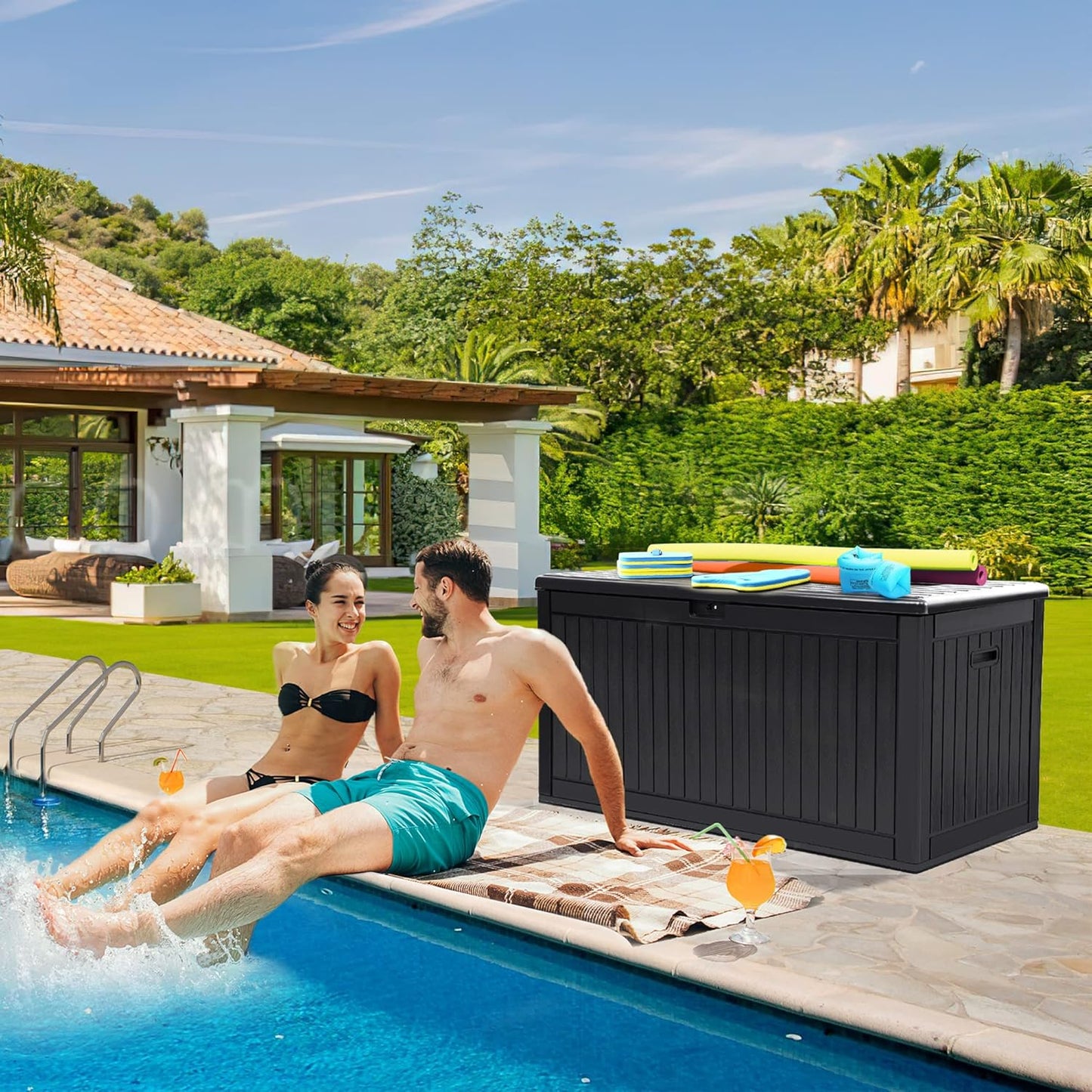 YITAHOME 260 Gallon Extra Large Deck Box, Double-Wall Resin Outdoor Storage Box with Flexible Divider for Patio Cushions Pool Supplies Garden Tools, 1000lbs Load Capacity, Lockable&Waterproof (Black)