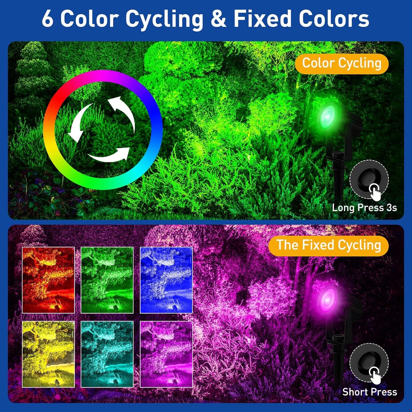 T-SUNUS Halloween Solar Spot Lights Outdoor Color Changing, Landscape Spotlights RGB Lighting Waterproof IP65 9.8ft Cable for Christmas Patio Pathway Yard Garden Wall Holiday Decoration (Multi-Color)