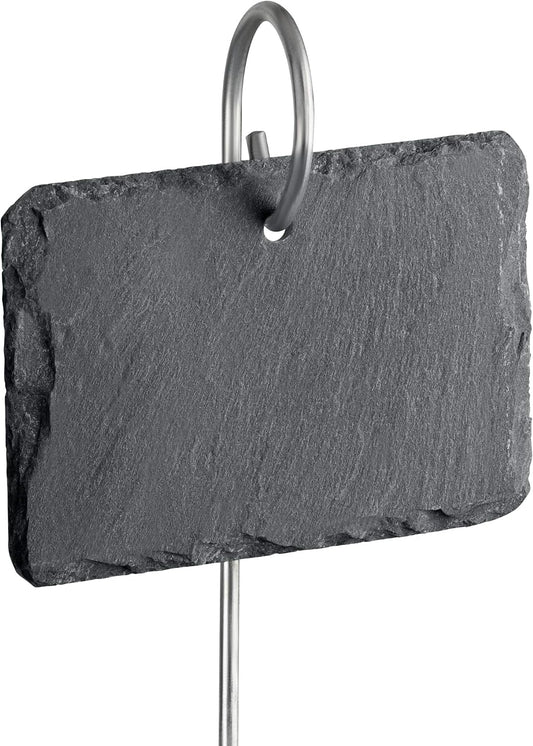 GardenMate 10-Pack Natural Style Slate Plant Labels (4"x 2 3/4") Hanging from a Stainless Steel Metal Rod (22")