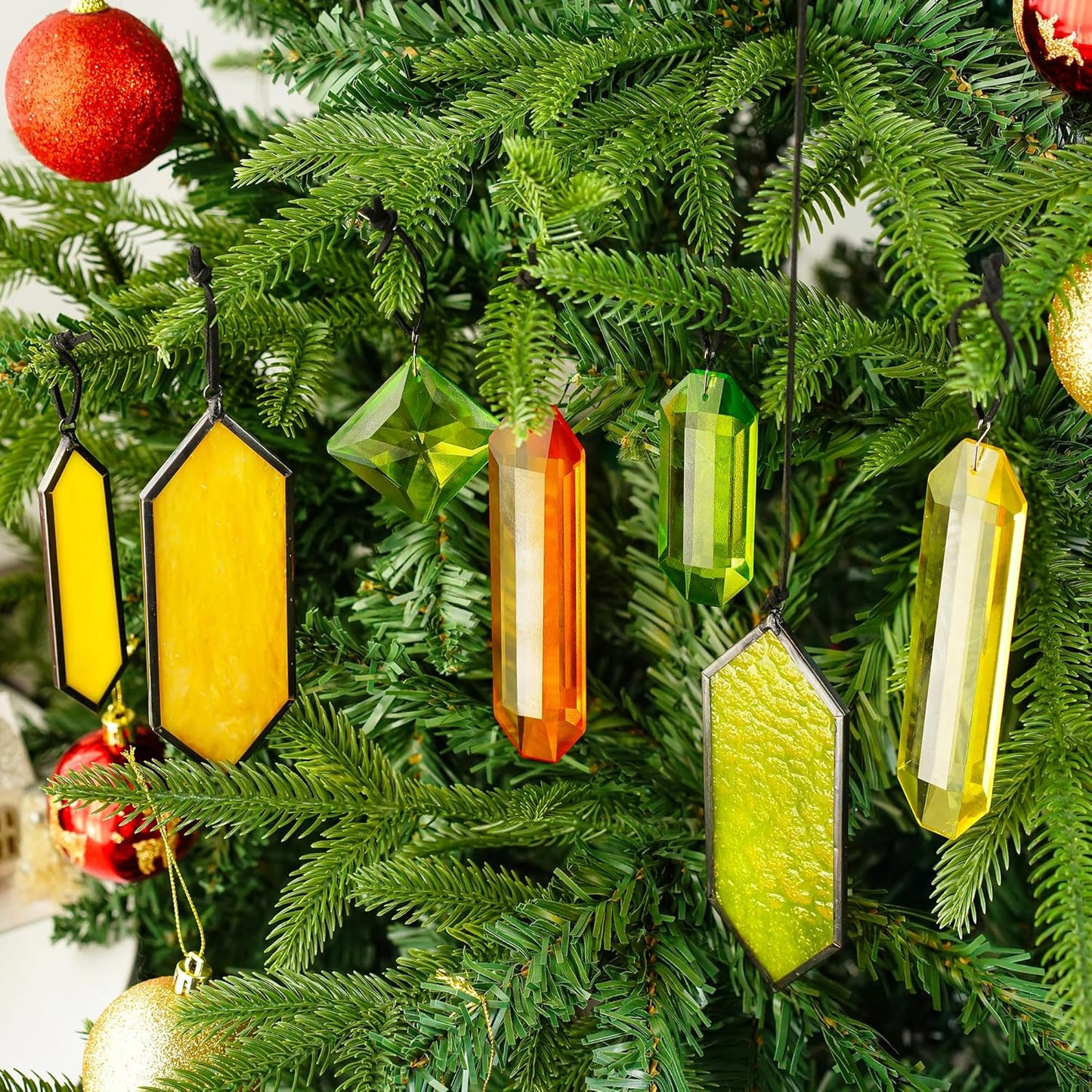 HDCRYSTALGIFTS 7pcs Crystal Sun Catchers for Windows Hanging - Stained Glass Suncatchers for Indoor Garden Christmas Tree Decorations (Fairy Tale Forest Design)