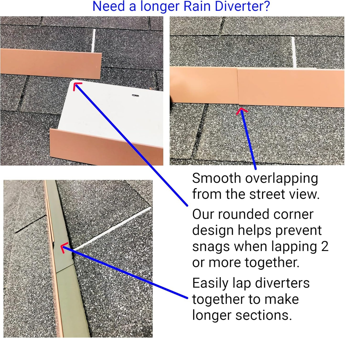 EAGLE 1- Shingle Roof Rain Diverter 40 Inches Long- 26 Gauge Material- Easy to Install- Includes Stainless Steel Nails (2, Brown)