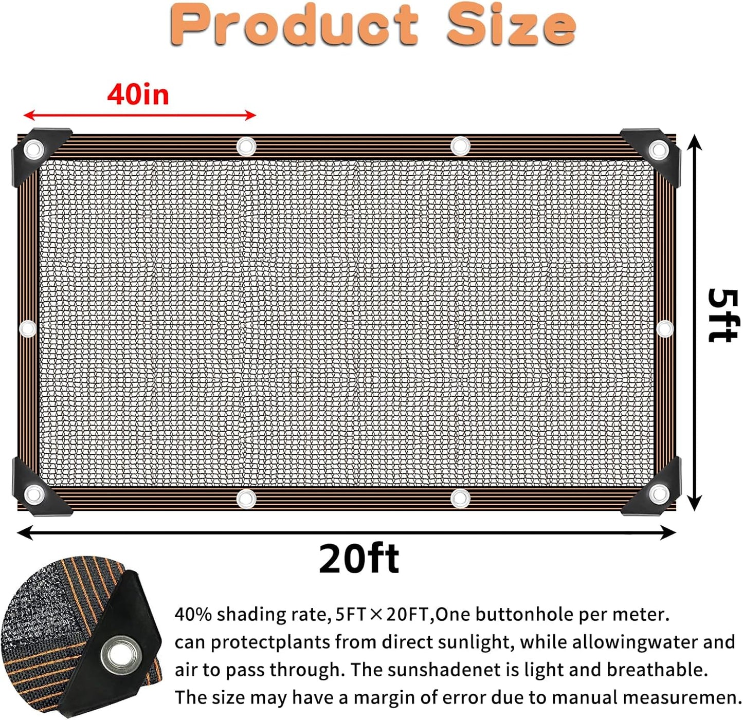 Shade Cloth for Plants Greenhouse, 40-50% Sunblock Shade Sails -for Outdoor Garden Pergola Patio Lawn Plant Sun Protection Cloths for Kennel Chicken Coop Easier to Hang Net Cover