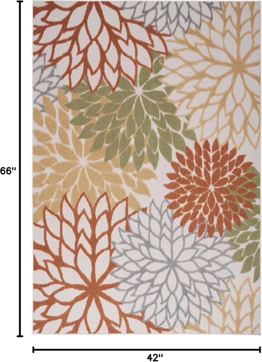 Nourison Home Aloha Indoor-Outdoor Ivory Multicolor 3'6" x 5'6" Area Rug, Easy Cleaning, Non Shedding, Bed Room, Living Room, Dining Room, Backyard, Deck, Patio (4x6)