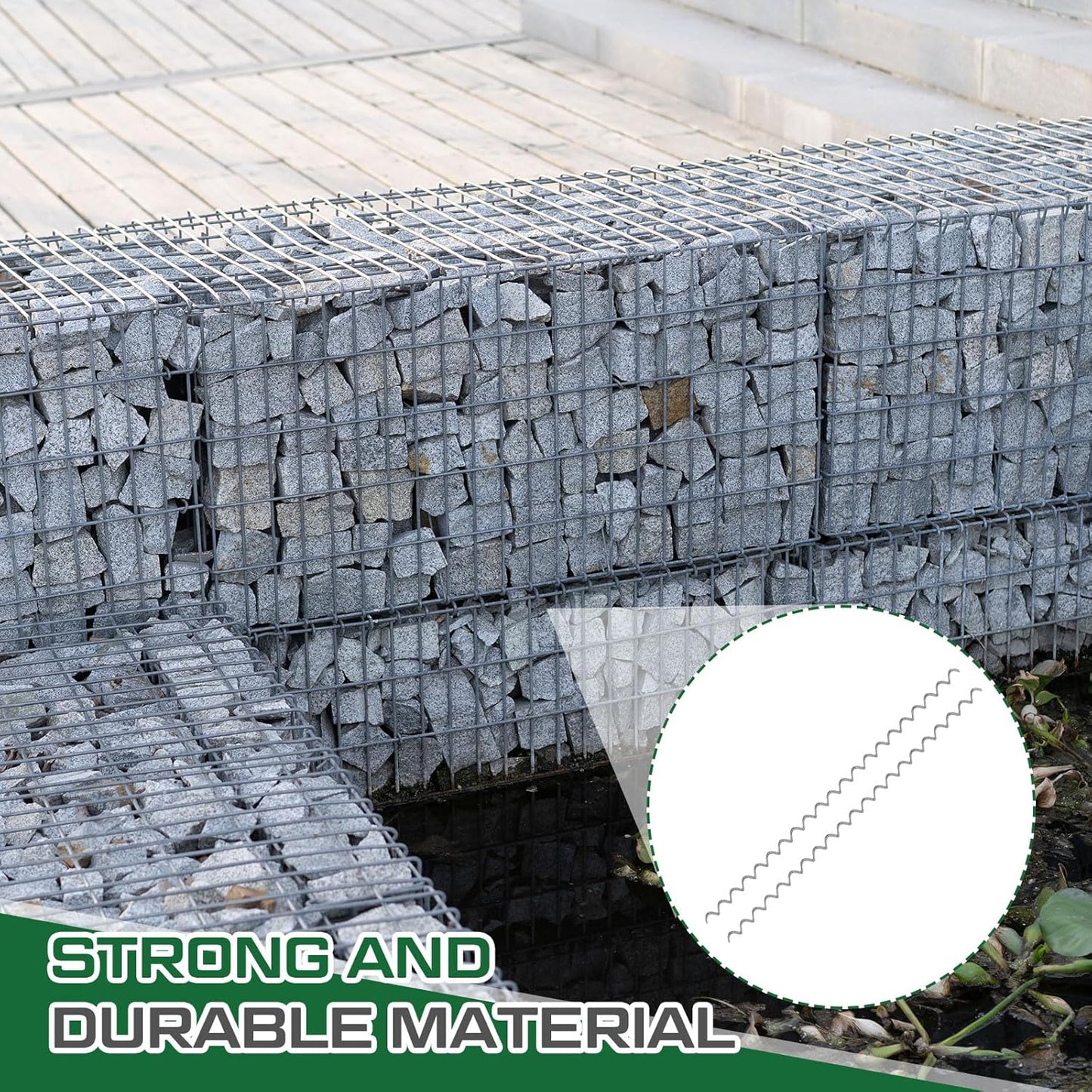 50 Pcs 36" x 2" Gabion Cages Spirals 9ga Galvanized Steel Gabion Spirals Wire for Gabion Cage Install and Connected Stone Gabion Basket Spirals for Garden Projects Quick and Easy Construction