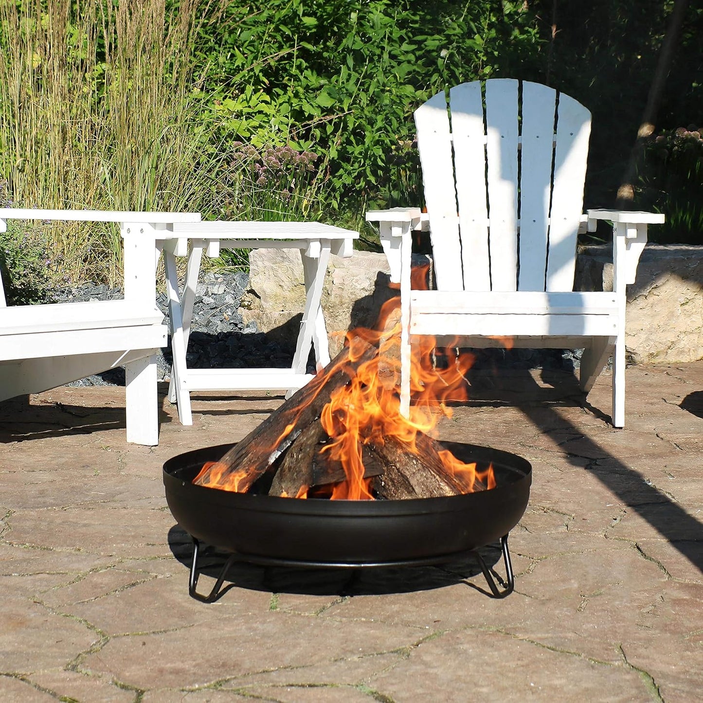 Sunnydaze 23-Inch Small Fire Pit for Patio - Outdoor Wood-Burning Fire Pit Bowl - Black
