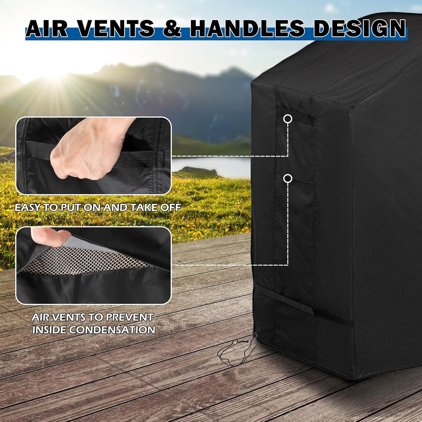 Grill Cover for Traeger Woodridge Pellet Grill TFB86MLH, Outdoor Griddle Cover for Traeger Pellet Smoker Grill, Waterproof BBQ Grill Cover for All Weather