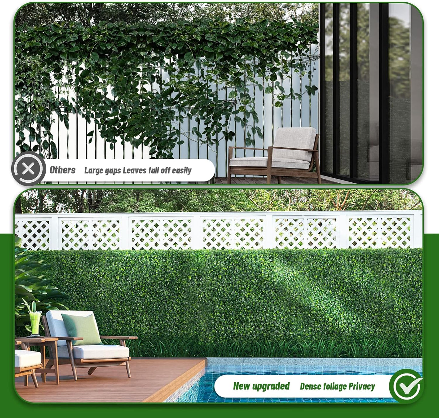 Artificial Ivy Privacy Fence Screen, 40X160 in(43 sqft) UV-Anti Faux Boxwood Roll Panels Greenery Backdrop Vine Leaf Fence Panels Ivy Fence Covering Privacy