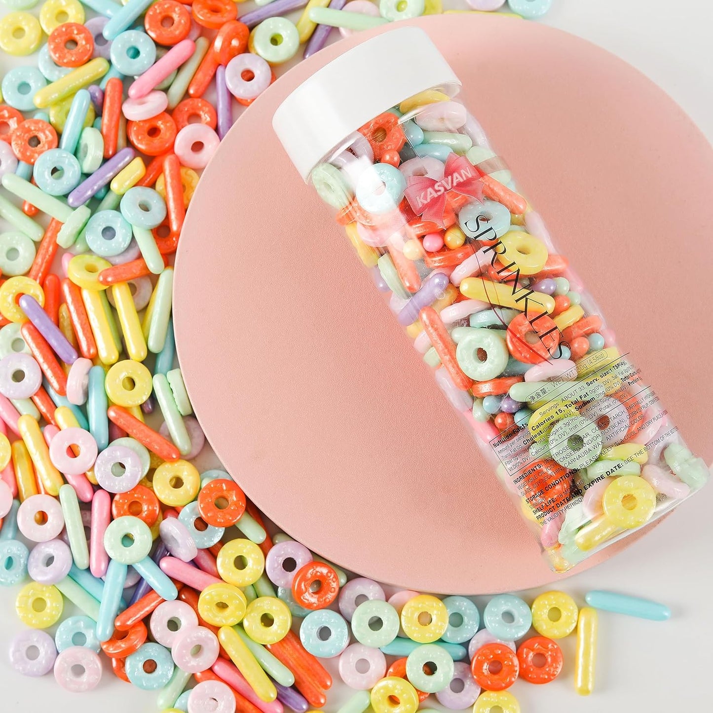 Kasvan Donut Sugar Sprinkles - Edible Candy Pearls 130g/4.58 Oz, Mix Size, Baking Cake Decorations, Ice Cream Toppings and Cookie Decorating, Wedding Party Chirstmas Supplies