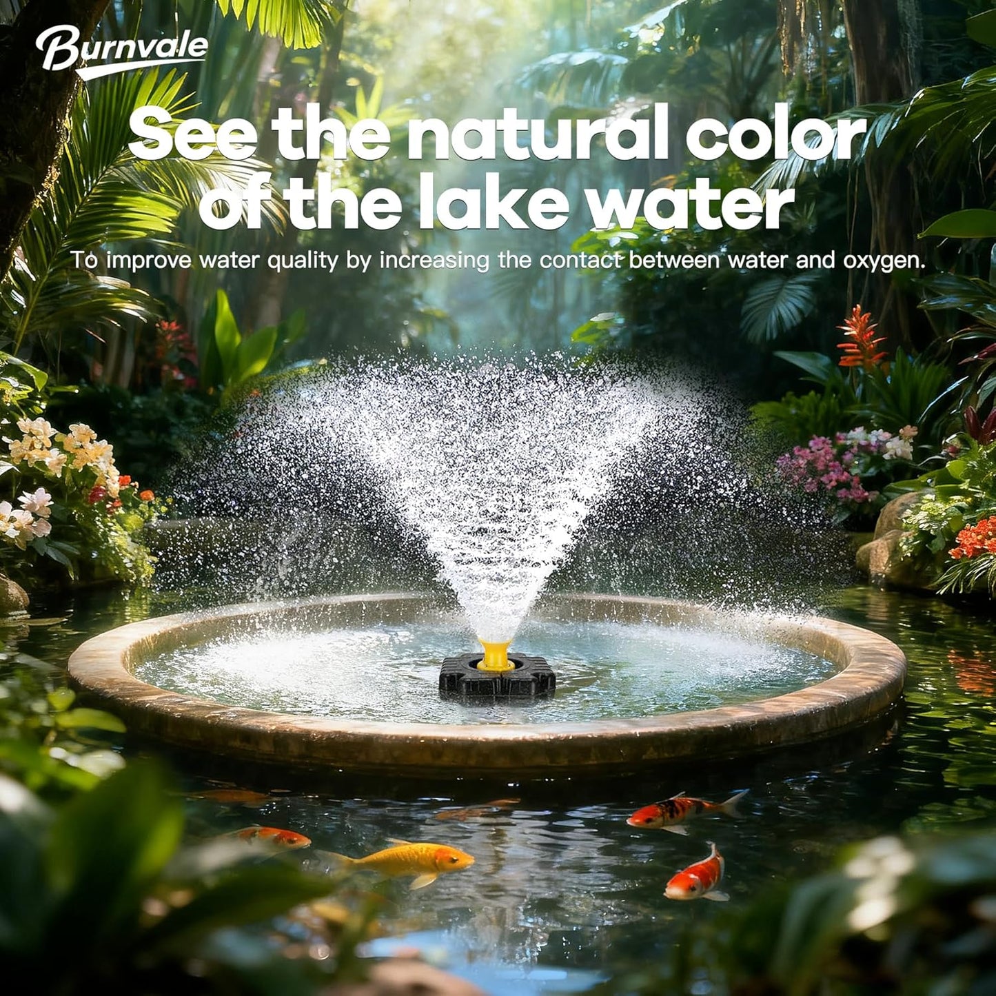 Pond Fountain Aerator, 1HP 15000 GPH Floating Aerating Fountain with Timer & 100FT Rope & Cord, Jet System for Large Outdoor Ponds & Lakes