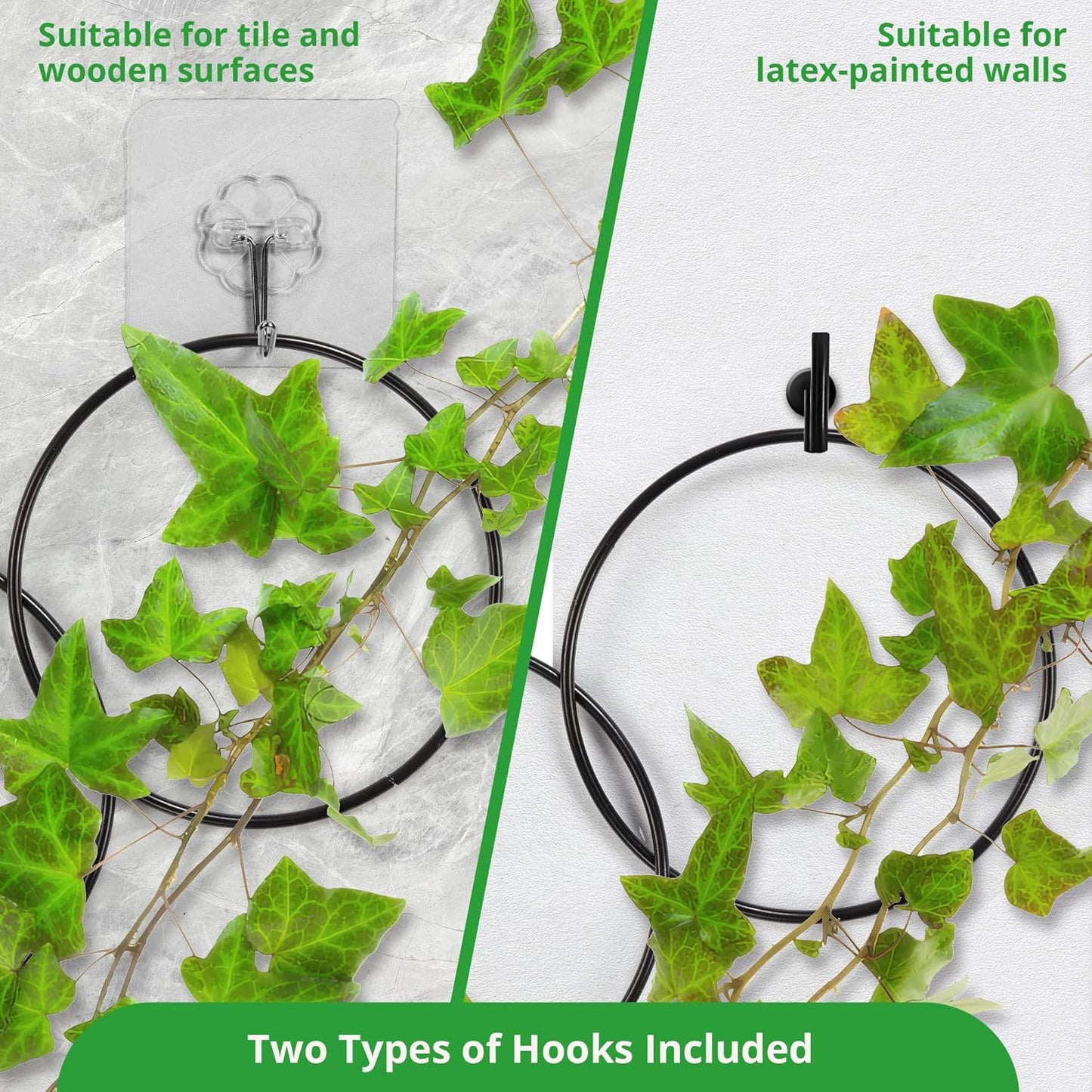 24 Pcs Chain Trellis for Climbing Plants, 120 Inch Long Metal Plant Trellis Indoor Outdoor, Garden Wall Vine Support Trellis, Plant Accessories for Ivy, Peonies, Circle Design Black