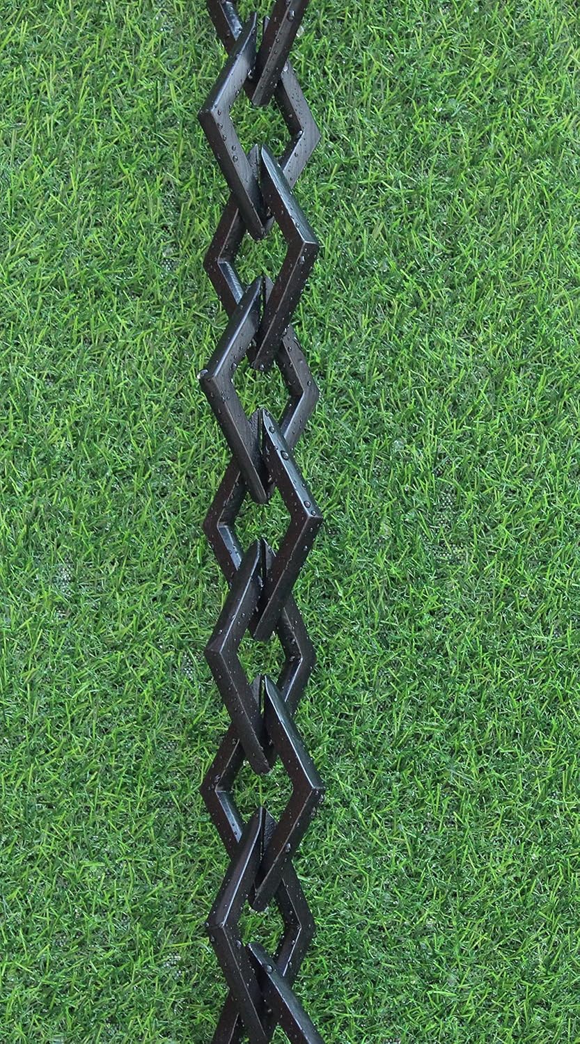 KAM Home Diamond Links Rain Chain with Installation Kit (Black, 11)