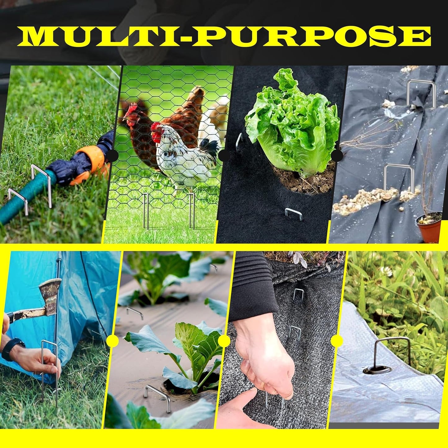 75 Pack x 4 Inch Landscape Staples Galvanised, Fabric Pins, 11 Gauge, Garden Staples, Tent Stakes, Fabric Pins for Lawn, Fence, Tent, Decoration, Weed Barrier, Outdoor. (75 x 4in)