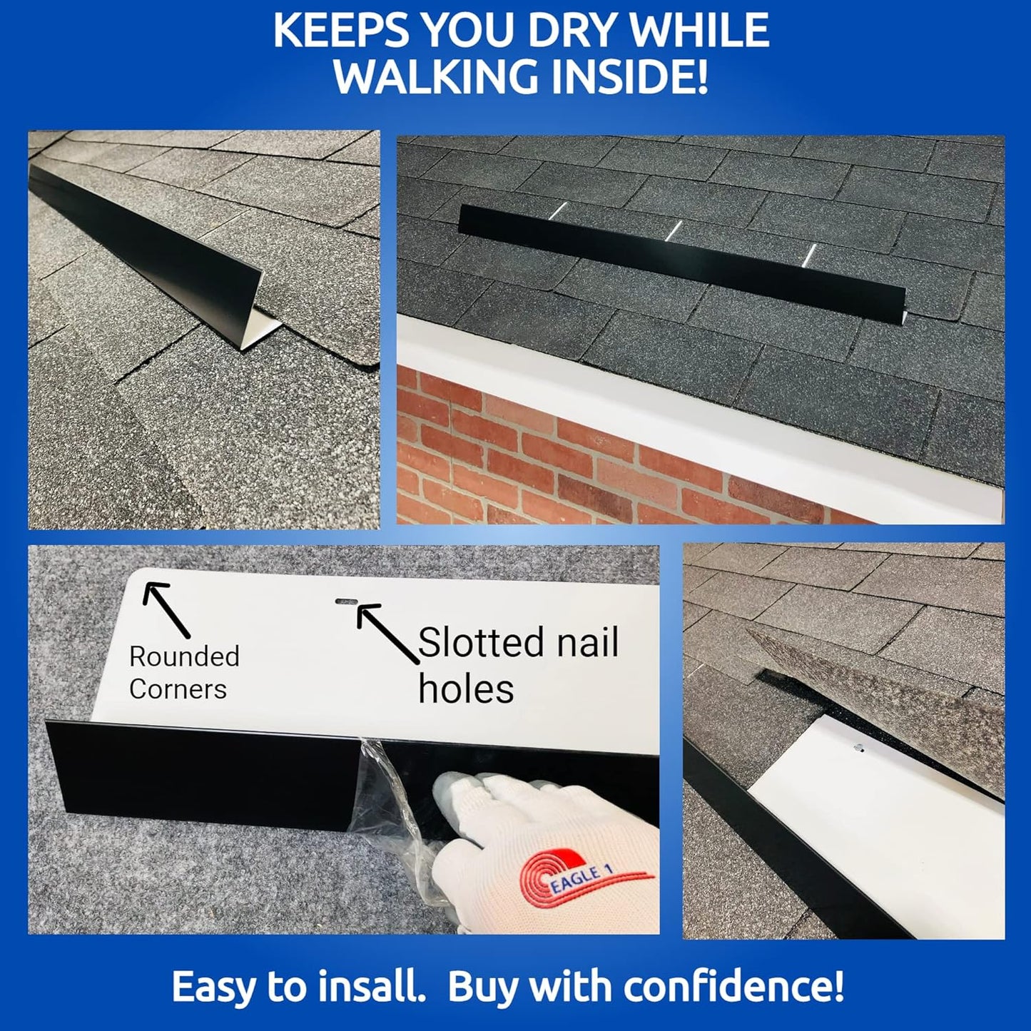 Eagle 1-26 Gauge 5 Foot Rain Diverter - Nails and Instructions Included (Mill Finish Aluminum, Copper, Galvanized, Stainless Steel & More) (1, Galvalume)